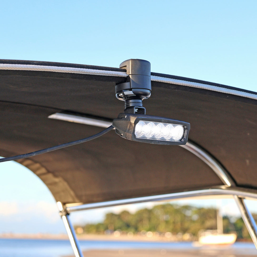 Bimini RailMount with a StarPort accessory on a boat bimini